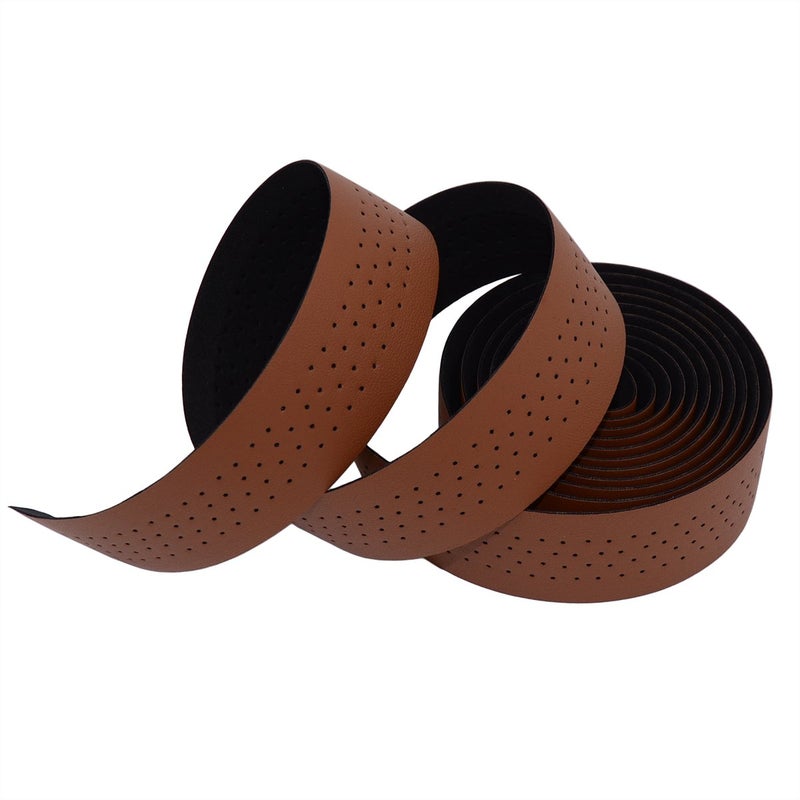 KINGOU Brown Synthetic Leather Road Bike Handlebar Tape Bicycle Bar Tapes - 2PCS Per Set - Image 3